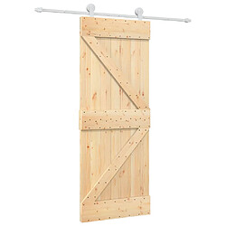 vidaXL Porte coulissante et kit de quincaillerie 80x210 cm pin massif