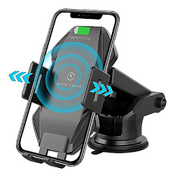 Chrono Support de chargeur de voiture sans fil 15W, chargeur de voiture rapide Qi Tableau de bord de serrage automatique + évent + support de téléphone pare-brise pour iPhone 12/12 Pro Max/11/11 Pro/11 Pro Max/XR/XS Max/Galaxy Note 10/S10 (Noir)