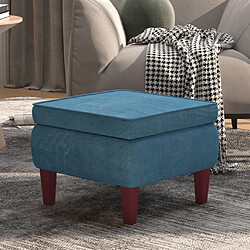 vidaXL Tabouret avec pieds en bois Bleu Velours