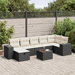 vidaXL Salon de jardin 8 pcs avec coussins noir résine tressée