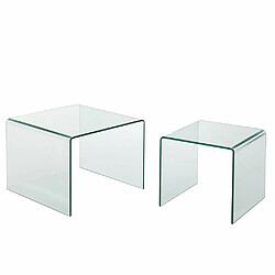 Inside 75 Set de 2 tables gigognes MAINTY en verre transparent