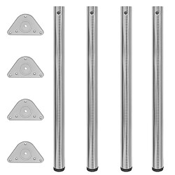 vidaXL 4 pieds de table réglables en hauteur 870 mm Nickel brossé 