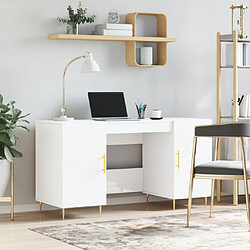 Maison Chic Bureau,Table de travail,bureau de travail pour chambre Blanc brillant 140x50x75 cm Bois d'ingénierie -GKD61423