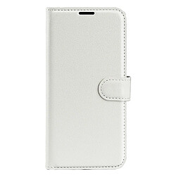 Etui en PU texture litchi, anti-rayures avec support blanc pour votre Motorola Moto G22