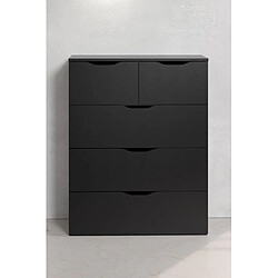 Acheter TRENDTEAM Commode BASIX - 5 tiroirs - Noir Mat - L80 x P40 x H101 cm