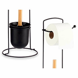 Avis Berilo Porte-rouleaux pour Papier Toilette Noir Métal Bambou 17 x 57 x 16,5 cm (6 Unités)