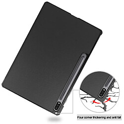 Etui en PU avec support tri-pliure noir pour votre Samsung Galaxy Tab S7 FE SM-T730/SM-T736