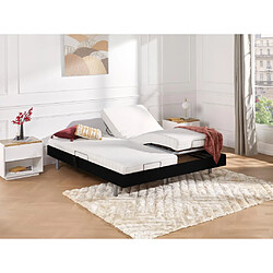 Vente-Unique Lit électrique de relaxation tout plots + matelas latex - 2 x 90 x 200 cm - Noir - CASSIOPEE III de DREAMEA