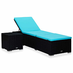 Maison Chic Chaise longue avec coussin | Bain de soleil Relax | Transat et table à thé Résine tressée Bleu -GKD78786