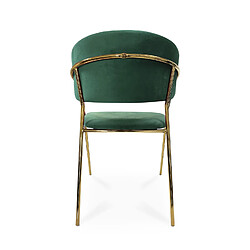 Lot de 4 chaises Margaux velours vert pieds or pas cher