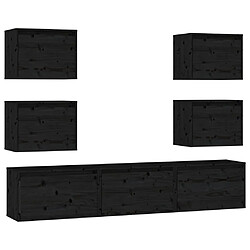 vidaXL Meubles TV 7 pcs Noir Bois massif de pin