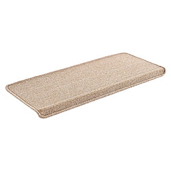 Lot de 15 marchettes d'escalier rectangulaires antidérpantes 65 x 24 cm avec bord beige [en.casa]