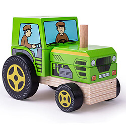 Bigjigs Toys Jouet de tracteur empilable en bois