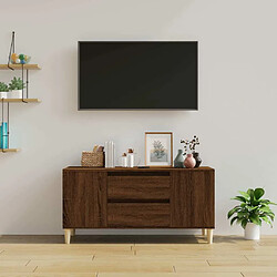 Avis Maison Chic Meuble TV scandinave - Banc TV pour salon Chêne marron 102x44,5x50 cm Bois d'ingénierie -MN61683