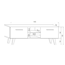 Acheter VIVALDI Meuble TV - NORD - 140 cm - noir / craft or - style scandinave