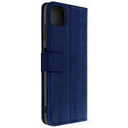 Avizar Housse Samsung Galaxy A22 5G Aspect Grainé Clapet Portefeuille Stand Vidéo bleu