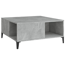 vidaXL Table basse gris béton 80x80x36,5 cm bois d'ingénierie