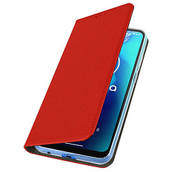 Avizar Étui Motorola Moto G8 Power Lite Housse Folio Porte-carte Fonction Support Rouge