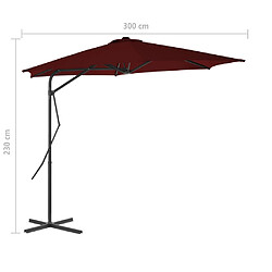 vidaXL Parasol de jardin avec mât en acier rouge bordeaux 300x230 cm pas cher