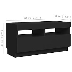 vidaXL Meuble TV avec lumières LED noir 80x35x40 cm pas cher