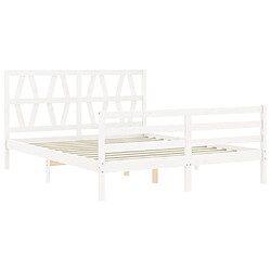 Maison Chic Cadre/structure de lit avec tête de lit pour adulte - Lit Moderne Chambre blanc King Size bois massif -MN68236 pas cher