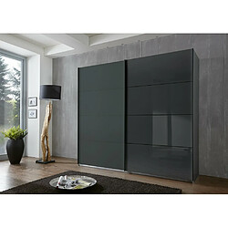 Inside 75 Armoire ESTA graphite et verre noir 2 portes coulissantes 225x210cm