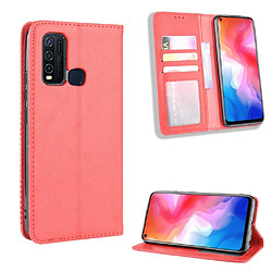 Etui en PU style vintage avec support rouge pour votre Vivo Y50/Y30