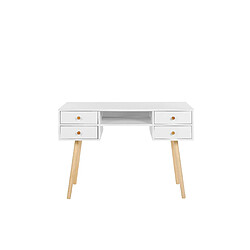 Beliani Bureau blanc / bois clair avec 4 tiroirs 110 x 55 cm LEVIN pas cher