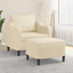 vidaXL Fauteuil avec repose-pied Crème 60 cm Tissu