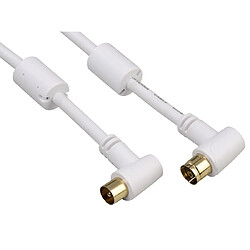 Hama Câble d'antenne, coax mâle - coax femelle, 95 db, 90â°, plaqué or, 5,00 m