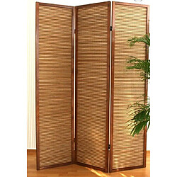 Decoshop26 Paravent 3 panneaux marron en bois et bambou 132x175 cm PAR06066