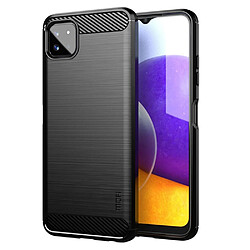 Mofi Coque en TPU Conception en fibre de carbone brossée bien protégée souple noir pour votre Samsung Galaxy A22 5G (EU Version)