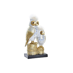 Figurine Décorative DKD Home Decor Hiboux Doré Blanc Résine Traditionnel (14,5 x 9 x 26 cm)