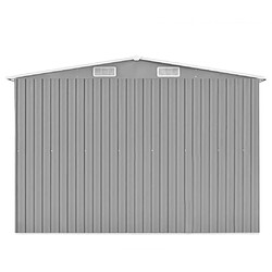 Helloshop26 Abri de jardin cabane cabanon maison de stockage remise extérieur hangar outils robuste 257 x 392 x 181 cm métal gris 02_0022167