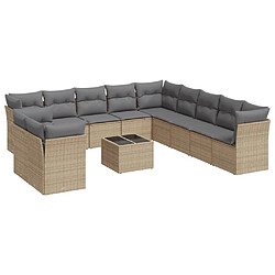 Maison Chic Salon de jardin avec coussins 12 pcs | Ensemble de Table et chaises | Mobilier d'Extérieur beige résine tressée -GKD55710