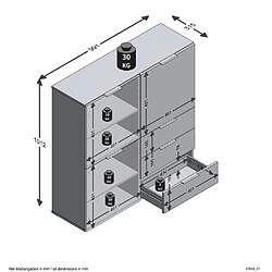 FMD Commode avec 3 portes et 3 tiroirs Noir pas cher