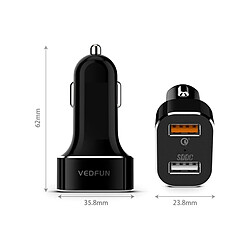 Wewoo Chargeur voiture allume-cigare USB pour smartphones & tablettes avec technologie SDDC 3.0 & double port TurboDrive C210