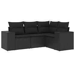 Maison Chic Salon de jardin 4 pcs avec coussins | Ensemble de Table et chaises | Mobilier d'Extérieur noir résine tressée -GKD43372