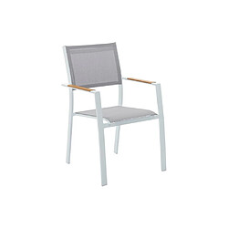 Avis Vente-Unique Lot de 2 fauteuils de jardin empilables en aluminimum et textilène - Gris clair et blanc - MACILA de MYLIA