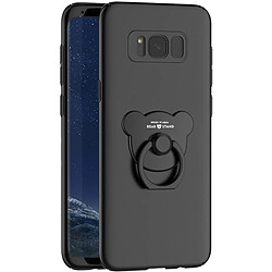 Wewoo Coque noir pour Samsung Galaxy S8 + / G9550 Solide Couleur Métal Peinture En Plastique PC Dropproof Étui de protection avec Porte-Bague d'Ours AIQAA