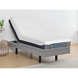 Vente-Unique Lit électrique de relaxation déco + matelas mémoire de forme - 80 x 200 cm - Tissu - Gris - MENASINA de DREAMEA