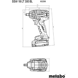 Visseuse a chocs sans fil - METABO - SSW 18 LT 300 BL - 18 V - MetaBOX 145 pas cher