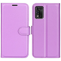 Etui en PU texture litchi, fermoir magnétique, anti-chocs avec support, violet pour votre ZTE Libero 5G II