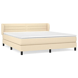 vidaXL Sommier à lattes de lit avec matelas Crème 160x200 cm Tissu