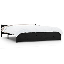 Maison Chic Lit adulte - Lit simple Cadre de lit,Structure du lit Contemporain Noir Bois massif 140x190 cm -MN31774