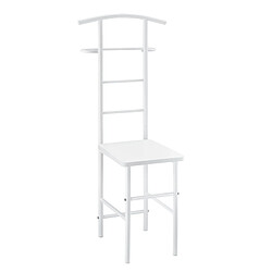 Helloshop26 Valet de chambre porte vêtements avec cintre et porte pantalons métal MDF 107 cm blanc 03_0006283