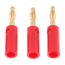 Avis 5pcs 4mm plaqué or haut-parleur fil test de connecteur banane audio connecteur rouge