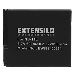 Vhbw EXTENSILO Batterie compatible avec Canon IXUS 132, 135, 140, 125, 130, 127, 133, 137, 125 HS appareil photo, reflex numérique (600mAh, 3,7V, Li-ion)