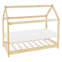 ML-Design Lit d'enfant +matelas cadre de lit et sommier à lattes en bois naturel 70x140 cm