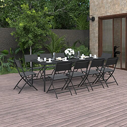 Maison Chic Salon de jardin de salle à manger 11 pcs,Table et Chaises d'extérieur,Mobilier de jardin Acier -MN76039